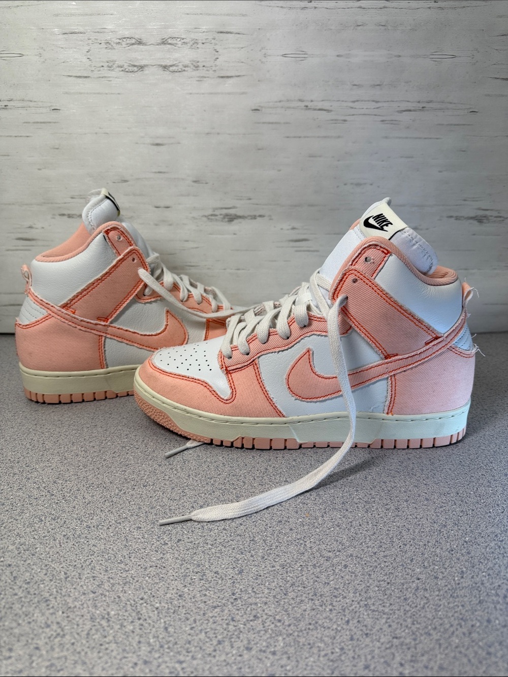 Nike Women's High-Top Sneakers in Peach and White - Picture 6 of 10
